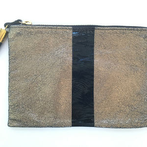 Kempton & Co. Textured Leather Bronze Black Zipper